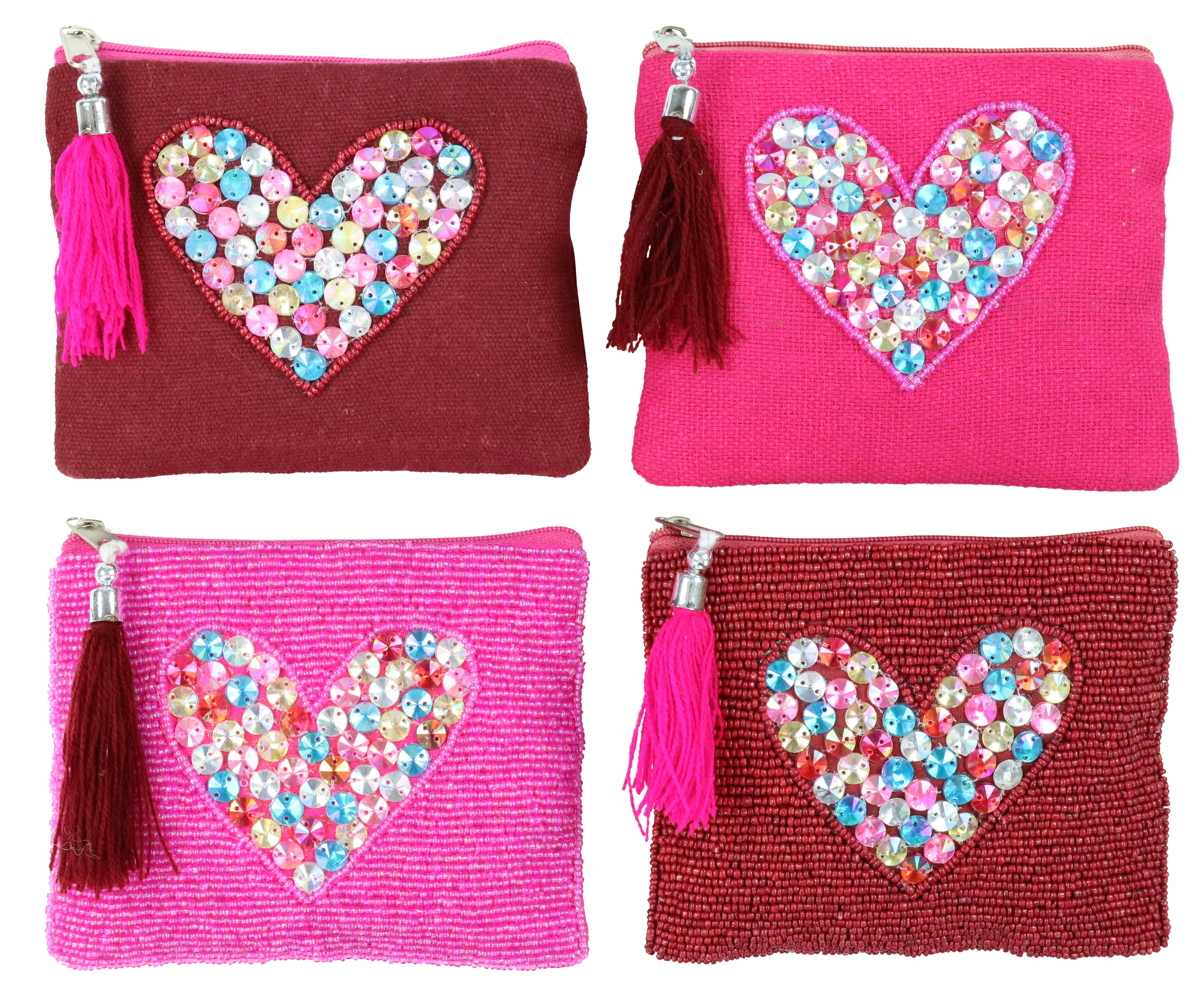 1528 POUCHES HEARTS  S/4