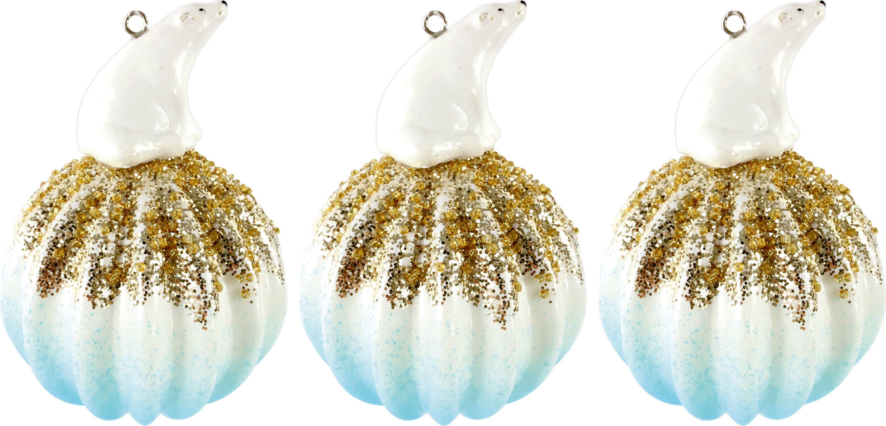 2165 BOULES EN VERRE EISBÄR  3P