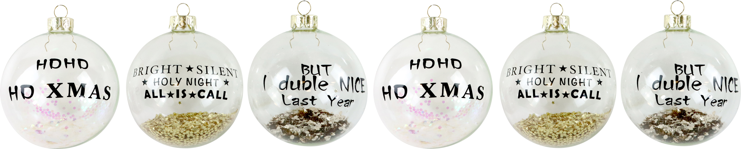 2169 BOULES EN VERRE GLITZER  6P