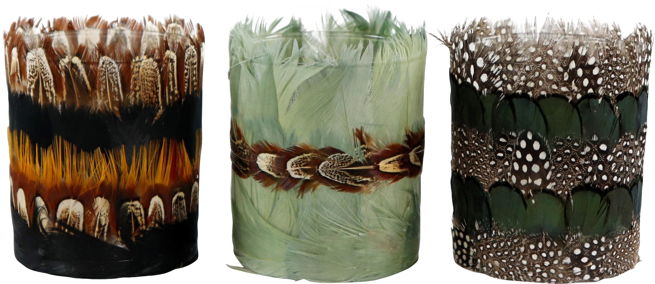 2369 PORTACANDELE  FEATHERS  3PZ