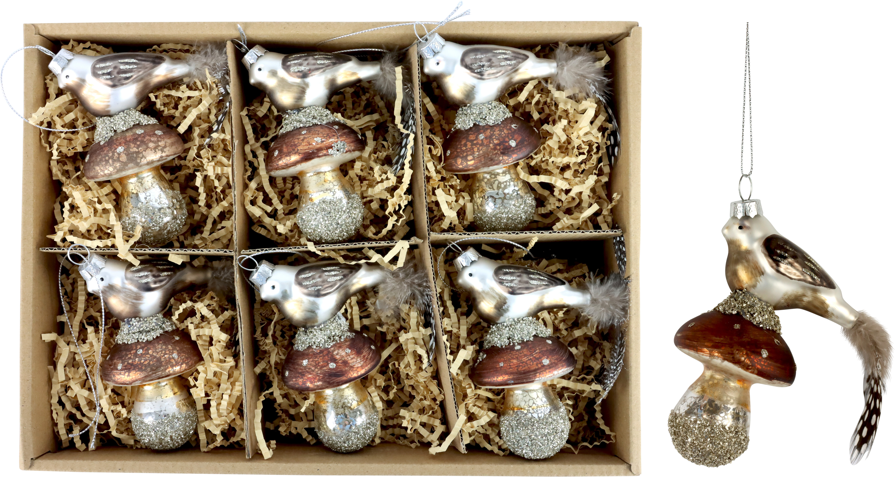 2383 SCATOLA VINTAGE UCCELLO BOSCO  6PZ