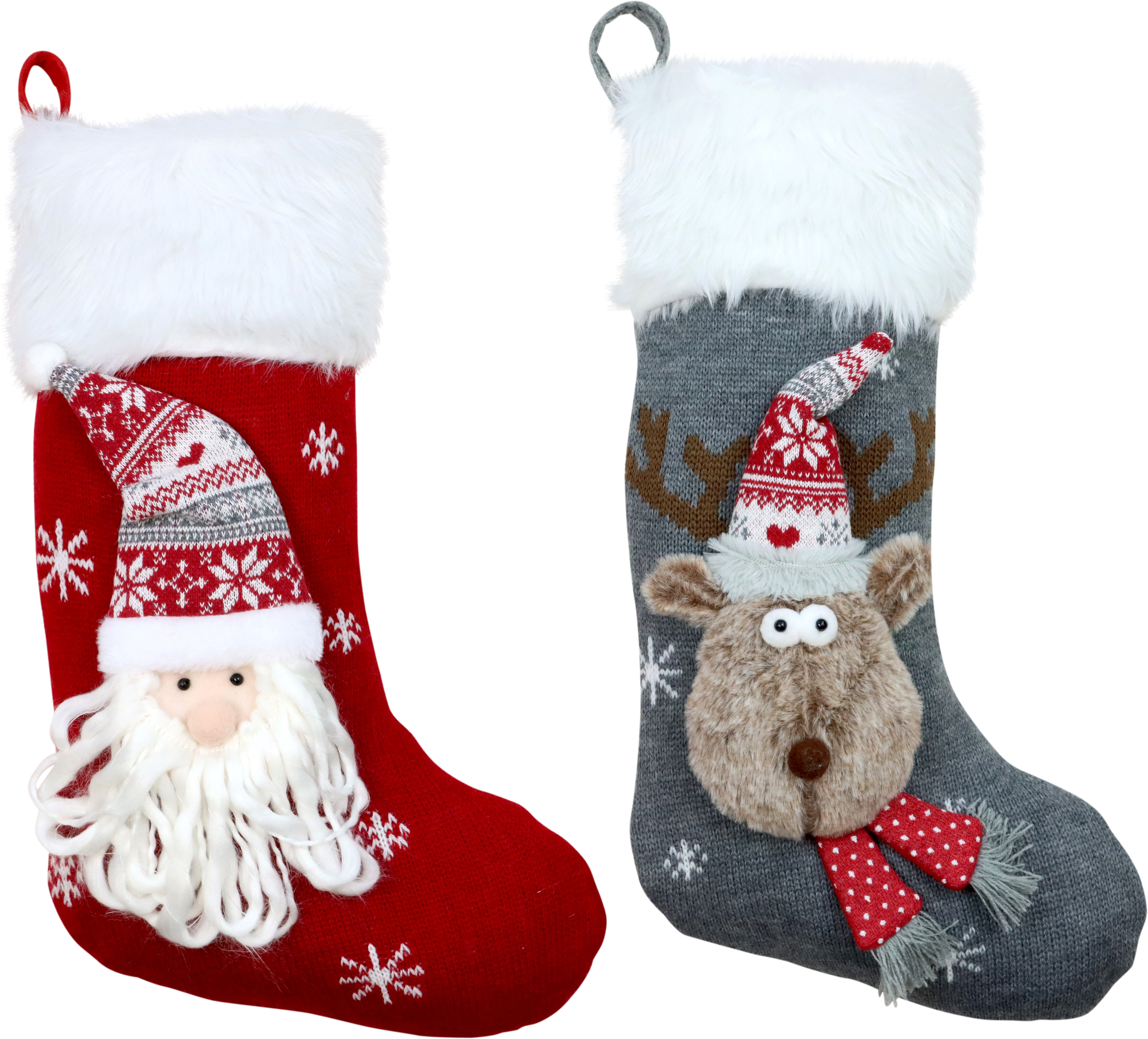 3423 STOCKINGS SANTA & ELCH  S/2