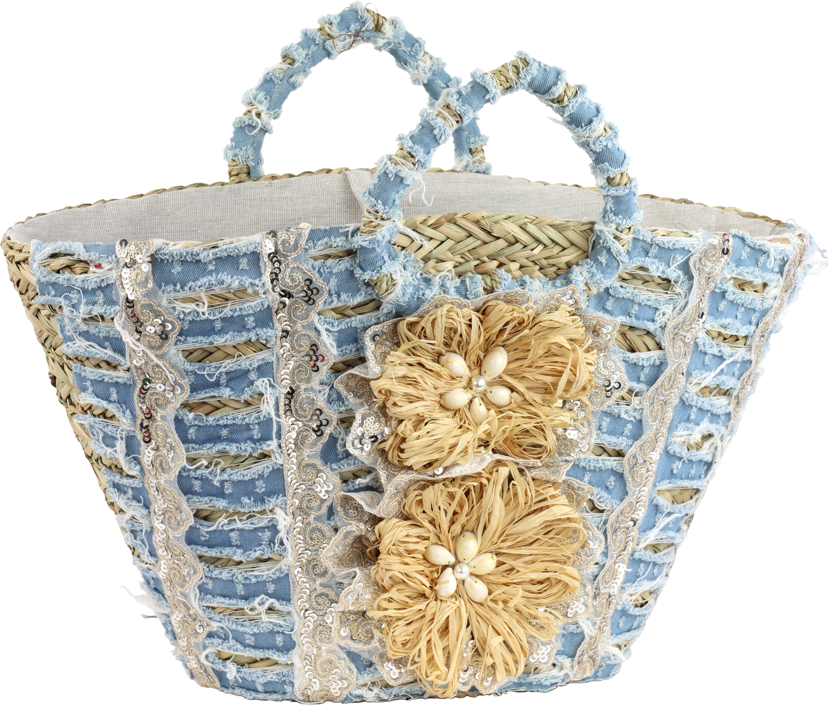 4767 BORSA DI VIMINI DENIM DIVA