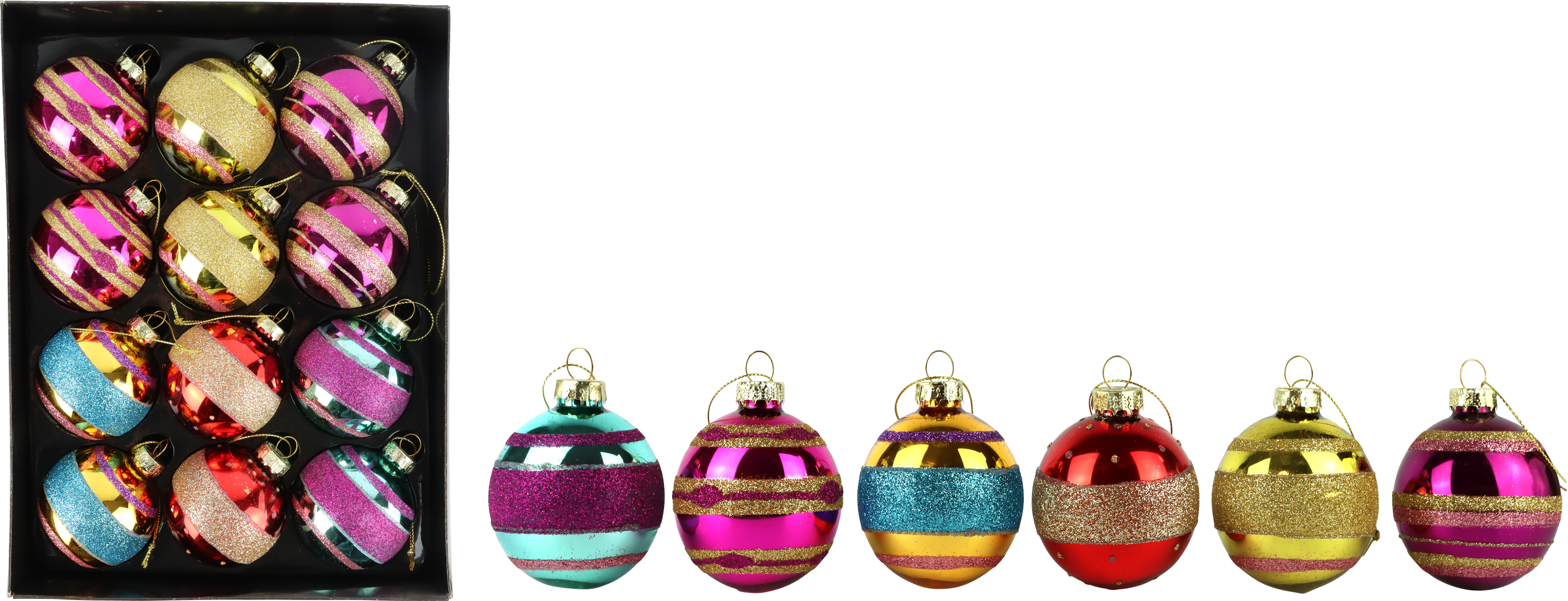 5139 PALLINE DI VETRO GLOW & JOY  12PZ