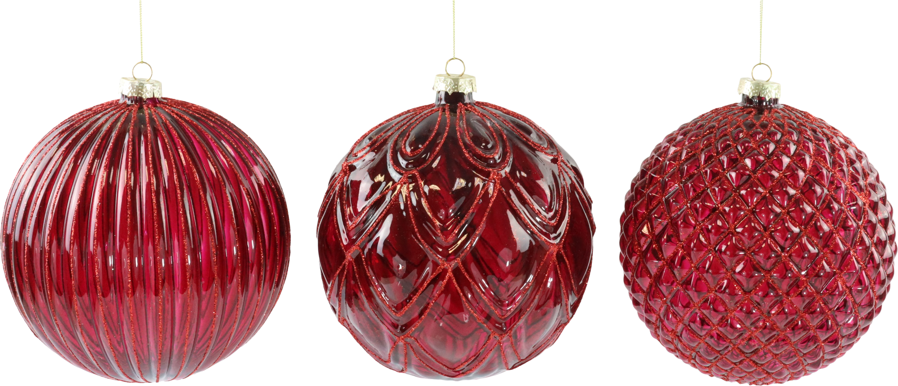 5627 GLASKUGELN RUBY RADIANCE  S/3