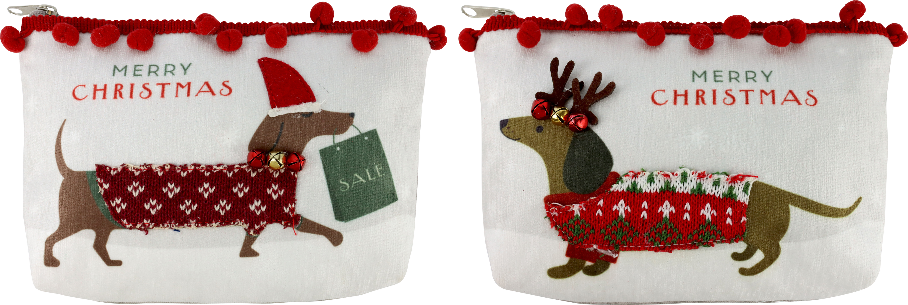 6287 COSMETIC BAGS MERRY CHRISTMAS  S/2