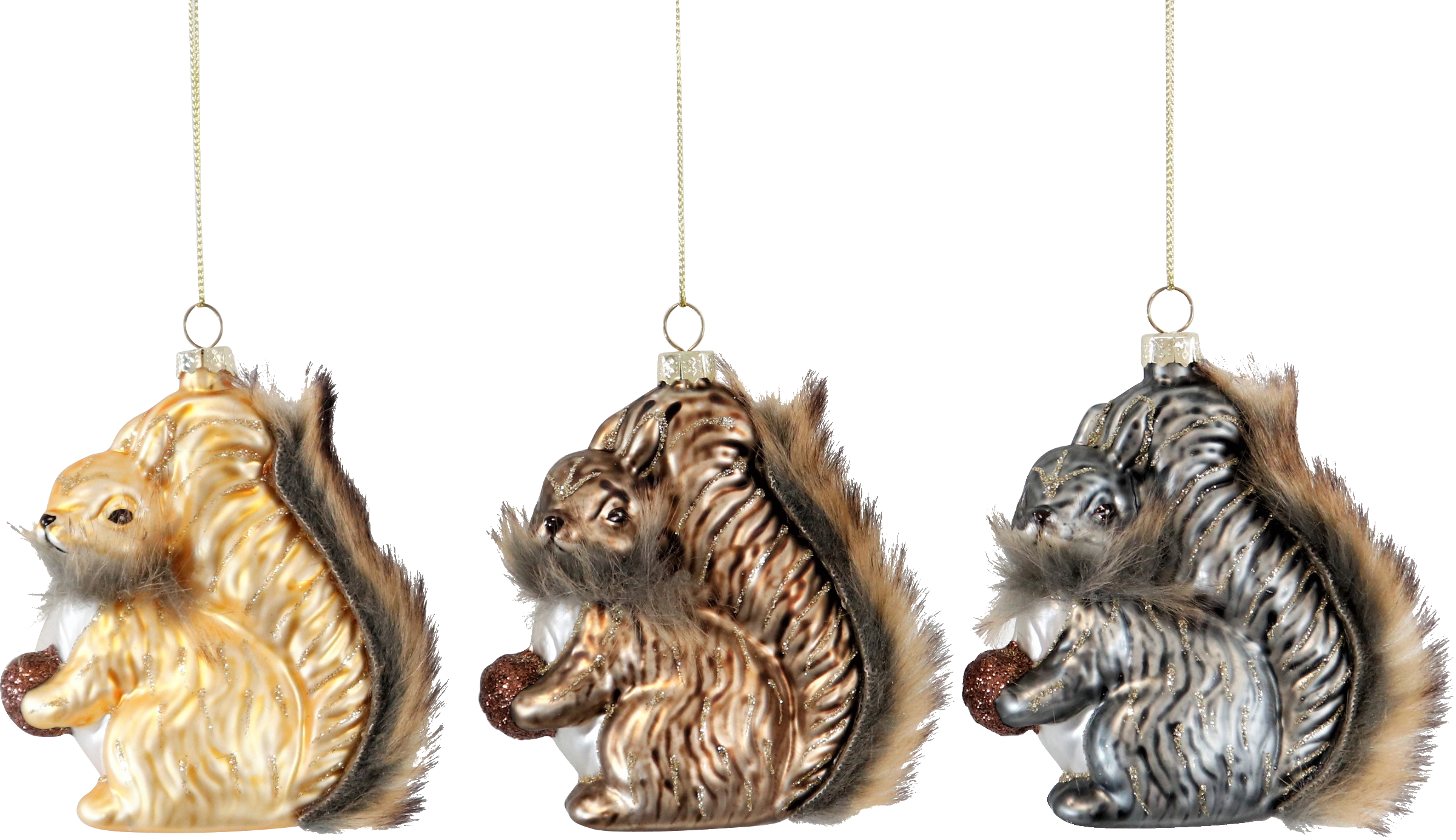 6518 ORNAMENTI VETRO  EICHHÖRNCHEN  3PZ