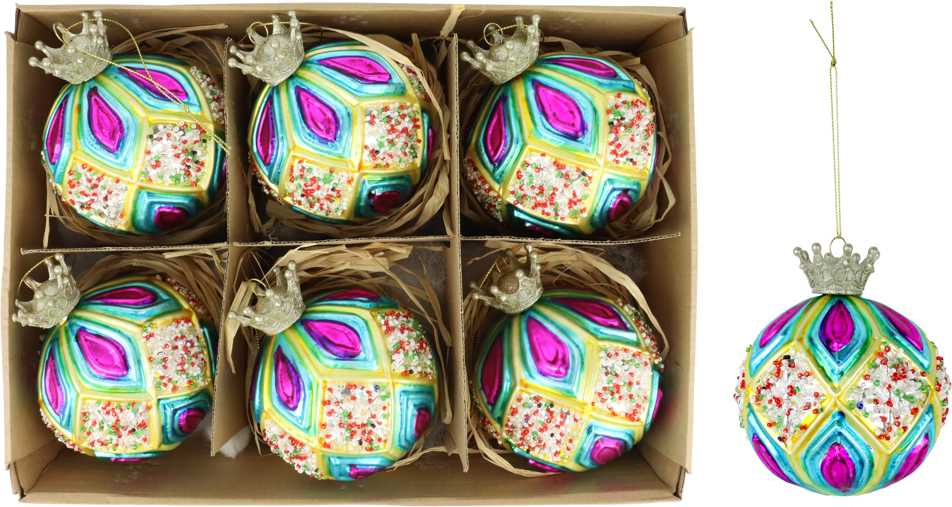 7806 PALLINA VETRO FANCY CROWN  6PZ