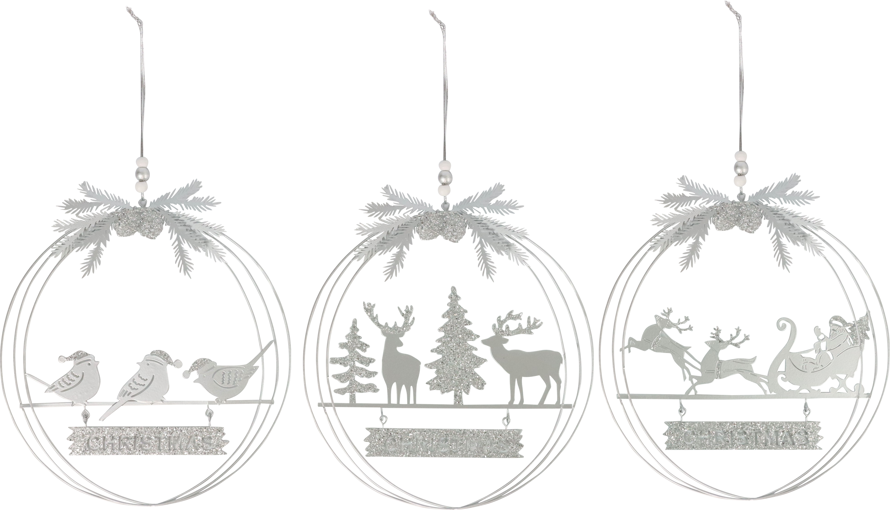 8313 COLGANTES CORONAS  CHRISTMAS  S/3