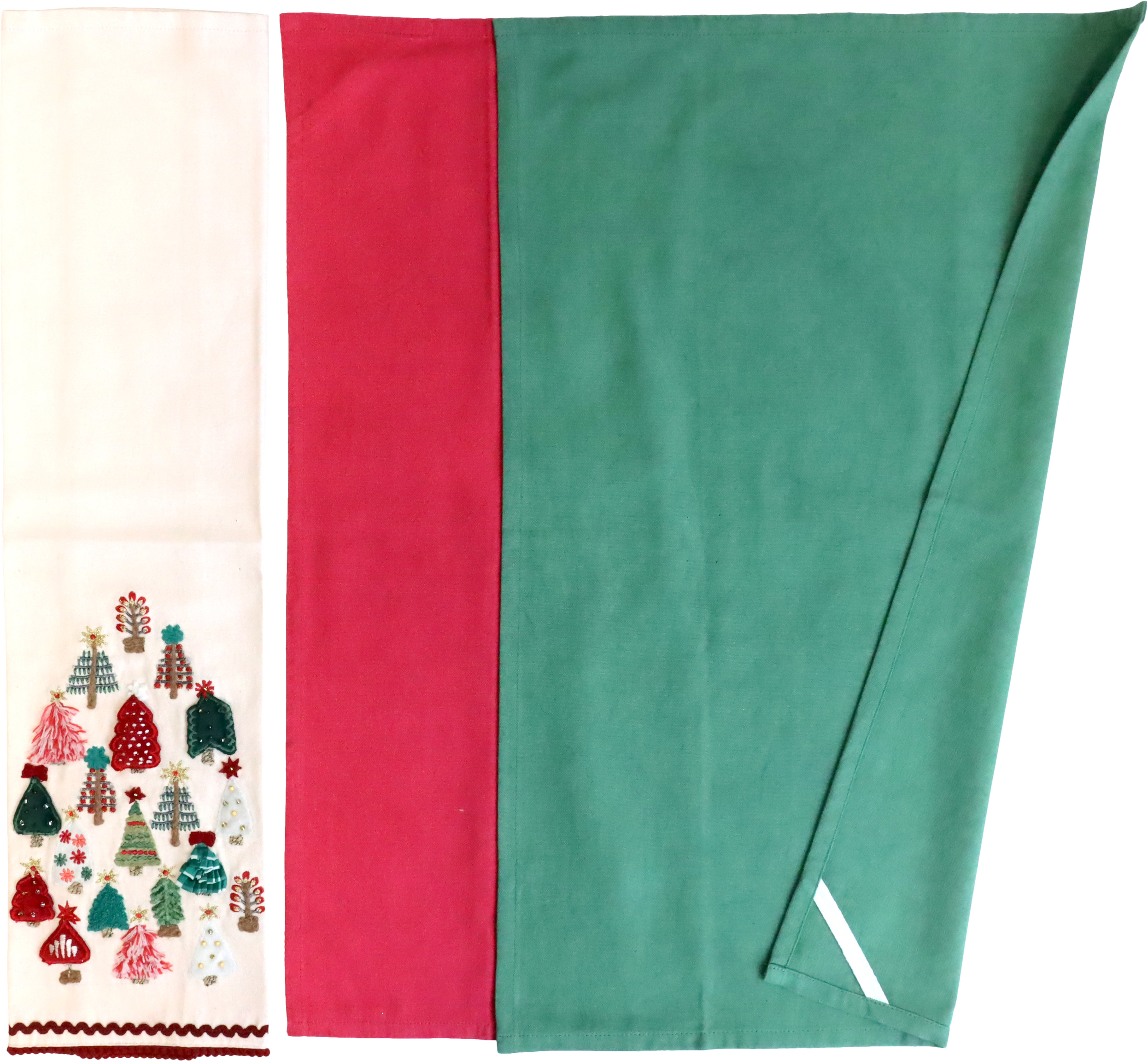 8725 KITCHEN TOWELS JOLLY TREES  S/3