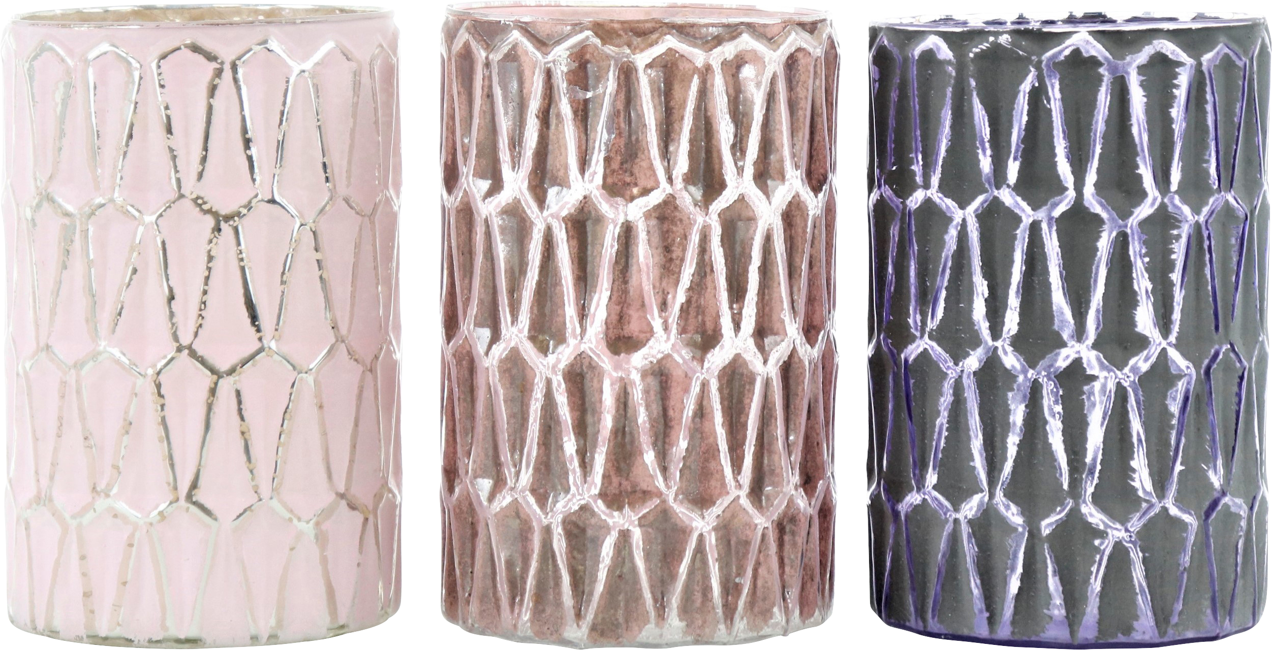 8849 PORTACANDELE  VIOLA  3PZ