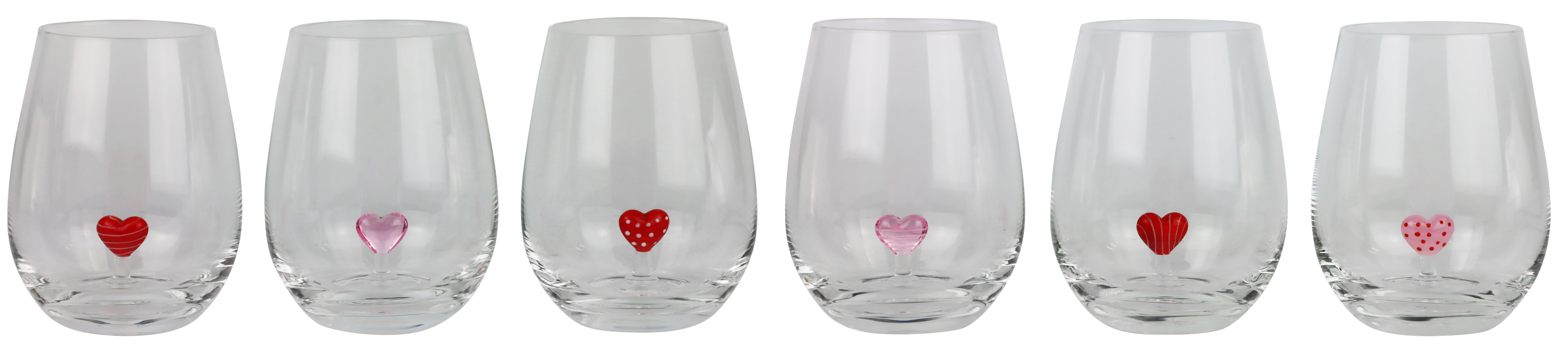 8956 GLAS-CUPS HEARTS  S/6